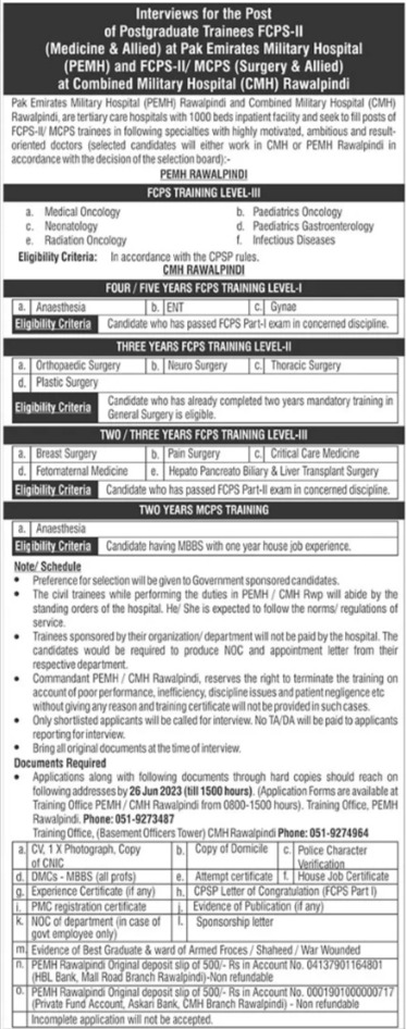 Combined Military Hospital (CMH) Rawalpindi & Pak Emirates Military ...